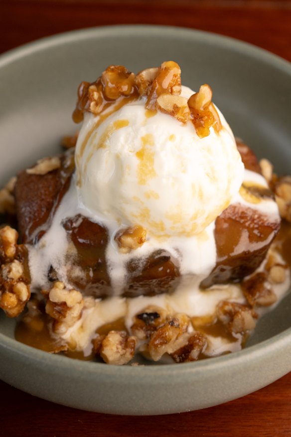 The textbook sticky date pudding with vanilla ice-cream.