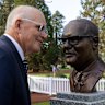 The unveiling of Scott Morrison’s bronze bust in Ballarat.