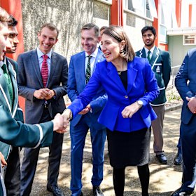 Premier Gladys Berejiklian at Randwick Boys' High School, which could become a co-ed school. 