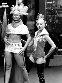 Models parade moon fashions in the Sydney CBD on July 14, 1969, in the lead-up to the Apollo 11 Moon landing.