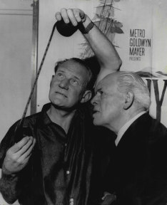 British actor Trevor Howard, caption Bligh in the film Mutiny on the Bounty, with Mayne Lynton, who played Bligh in the 1933 film.