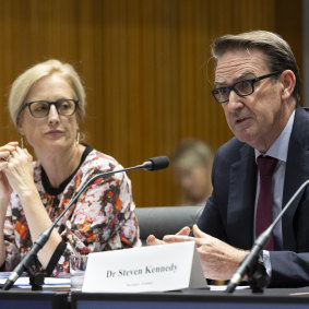 Finance Minister Katy Gallagher and Treasury secretary Steven Kennedy in February.