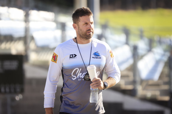 Queensland assistant coach Josh Hannay, pictured during his time with the Cronulla Sharks, was praised for bringing out the best in the Maroons backline.
