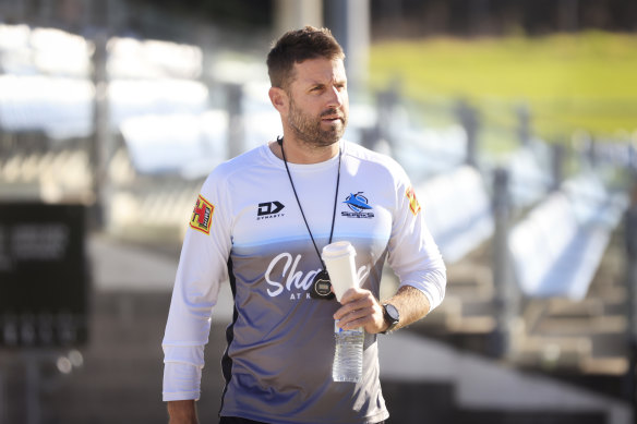 Queensland assistant coach Josh Hannay, pictured during his time with the Cronulla Sharks, was praised for bringing out the best in the Maroons backline. 