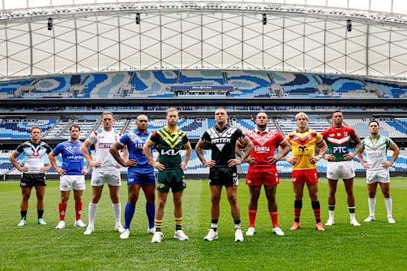 Sam Walker (fifth from left) with representatives from other nations competing at the upcoming World Cup.