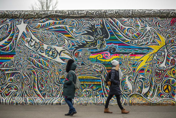 East Side Gallery is covered in murals that were painted shortly after the fall of the wall.