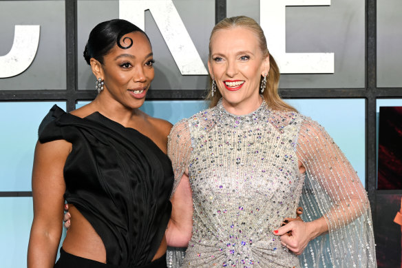 Ackie (left) with her idol and co-star Toni Collette at the world premiere of Mickey 17 in London.
