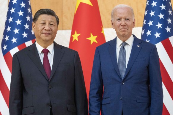 US President Joe Biden with Chinese President Xi Jinping before a meeting at the G20 summit in Bali, Indonesia. 