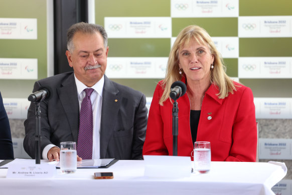 Brisbane 2032 president Andrew Liveris and chief executive Cindy Hook.