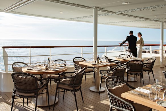The outside terrace of Le Nautilus, on deck four.