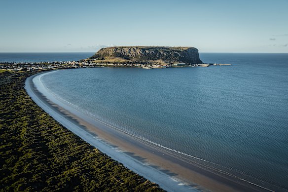 The coastline wrapping around towards Stanley and the Nut.