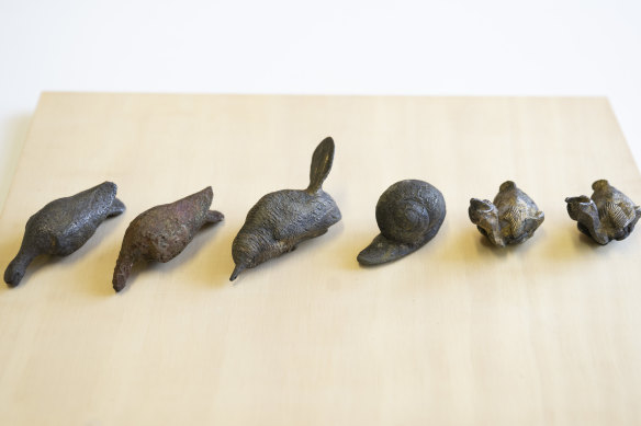 The six animal figurines recovered from the Dunbar.
