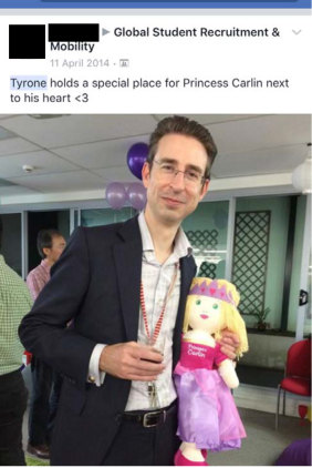 Professor Tyrone Carlin with the Princess Carlin doll.