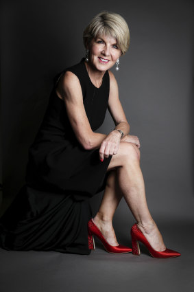 Julie Bishop explains her resignation red shoes during Liberal