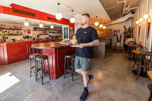 Inside the retro American-style diner.