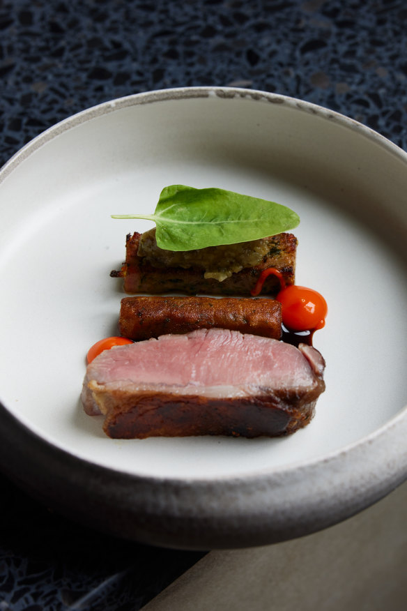 Lamb, ras el hanout, chickpea panisse and piquillo pepper jam at
