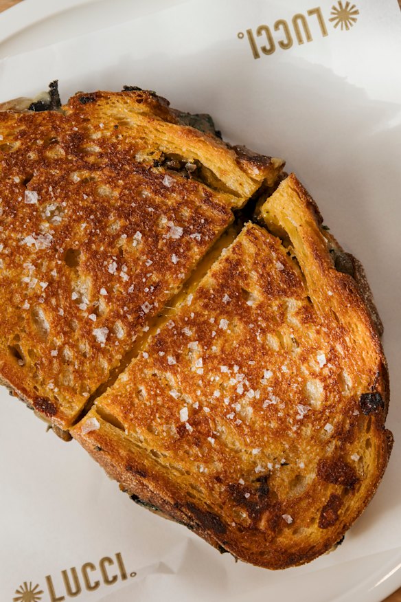 Toasties include ham and cheese, brisket, and mushroom. 