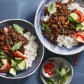 Thai chilli and basil pork bowls.