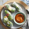 Vietnamese chicken rice-paper rolls.