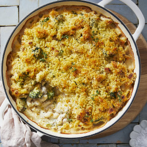 RecipeTin Eats’ baked chicken and broccoli macaroni cheese.