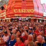 Crowds gather at Fremont Street Experience in downtown Las Vegas for the NRL fan fest on Friday Australian time.