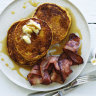 Helen Goh’s pumpkin spice pancakes with bacon and maple syrup