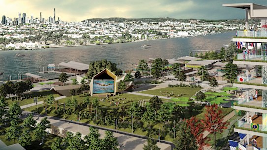 Artists’ impressions of the proposed Athletes’ Village for the 2032 Brisbane Olympic Games.