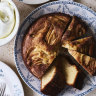 Helen Goh’s melt and mix cinnamon tea cake topped with pears (or plums)