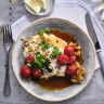 Fish with tomatoes, harissa and fennel.
