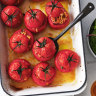 Danielle Alvarez’s puttanesca rice-stuffed tomatoes.