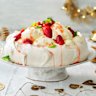Helen Goh’s strawberry and finger lime pavlova with coconut mascarpone.