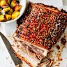 Julia Busuttil Nishimura’s roast pork belly with a peach, mint and coriander salsa.