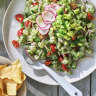 Keep cold and serve with corn chips.