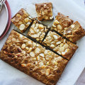 If you like macadamia and white chocolate cookies, you’ll love these blondies.