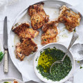 Grilled, marinated chicken wth salmoriglio. Styling by Hannah Meppem, food preparation by Breesa Swann.