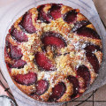 Helen Goh’s blood plum cake with cardamom crust.