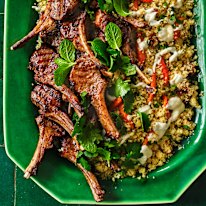 Danielle Alvarez’s grilled lamb cutlets with spiced burghul salad.