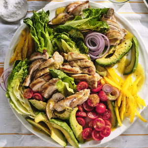 Grilled chicken salad with Dijon vinaigrette.