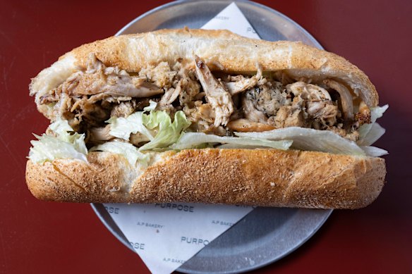 The spatchcock sandwich at A.P Quay is gloriously juicy and messy. 