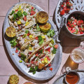 Curtis Stone’s fish tacos with pico de gallo.