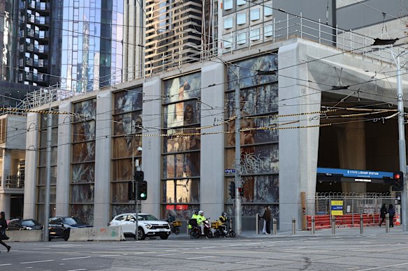 The new State Library Station on Swanston Street (pictured) and Town Hall Station are not yet compelted. 