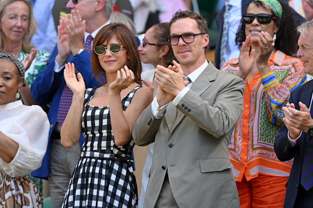Sophie Hunter and Benedict Cumberbatch during day nine of the 2026 Wimbledon Tennis Championships at All England Lawn Tennis and Croquet Club on July 7, 2026 in London, England.