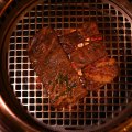 Galbi wagyu short rib on the grill.