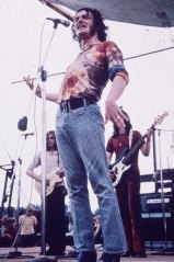 English singer Joe Cocker performing at the Woodstock Music Festival in Bethel, New York.