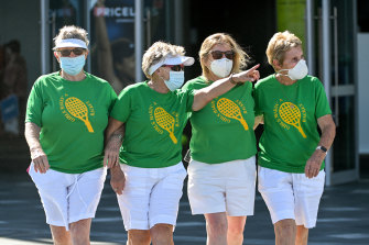 The women go everywhere in Melbourne wearing their distinctive T-shirts.