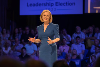 Foreign Secretary Liz Truss speaks during the second Conservative party membership hustings.