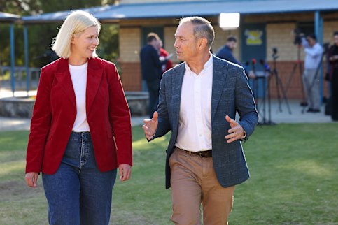 Labor candidate Georgia Tree with Premier Roger Cook. 