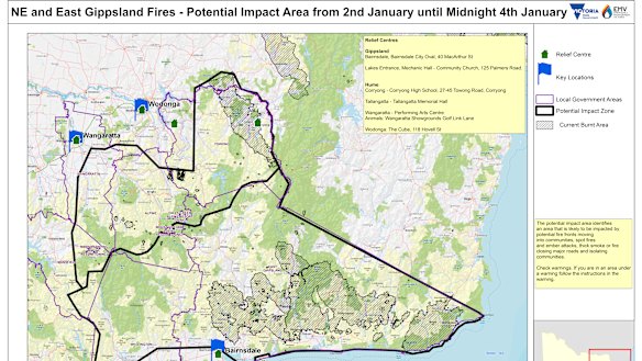 The potential impact zone on Saturday