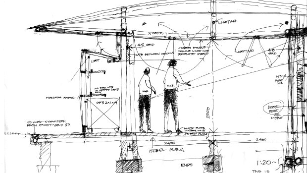 One of Murcutt's sketches for his MPavilion design.