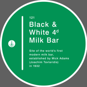 The plaque that was to be installed at the site of the Black and White Milk Bar in Martin Place.